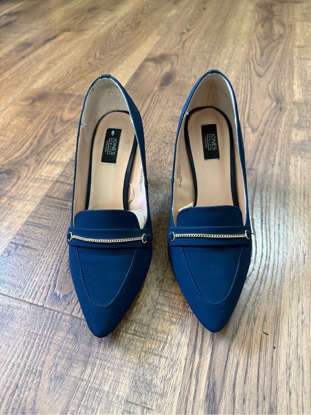 JONES NEW YORK Women’s Blue Pointed Toe Pumps Chain Accent Slip On US 8.5M
